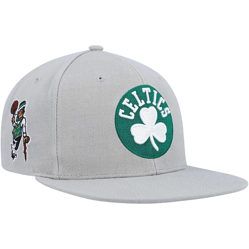 Men's Mitchell & Ness Gray Boston Celtics Side Core 2.0 Snapback Hat