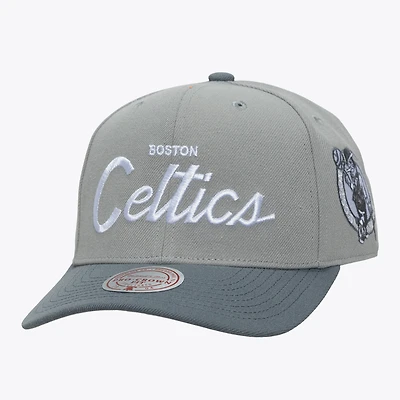 Casquette Mitchell & Ness grise pour homme, modèle Thunderstorm, entraîneur-chef des Boston Celtics, modèle Pro Crown Snapback