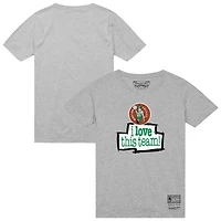 T-shirt gris chiné Mitchell & Ness pour homme des Boston Celtics « J'aime cette équipe »