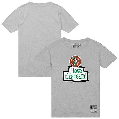 T-shirt gris chiné Mitchell & Ness pour homme des Boston Celtics « J'aime cette équipe »