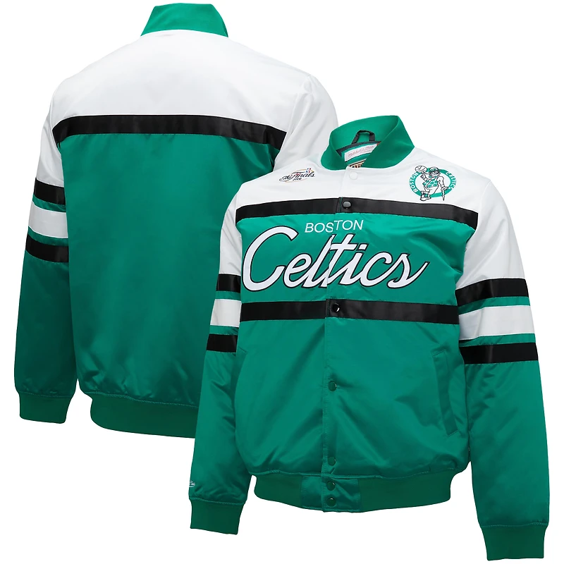 Veste en satin à bouton-pression épais Mitchell & Ness Kelly vert/blanc Boston Celtics Big Tall pour hommes