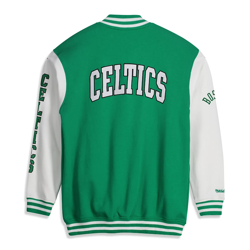 Men's Mitchell & Ness Kelly Green Boston Celtics Big Tall Hardwood Classics Full-Snap Varsity Jacket
