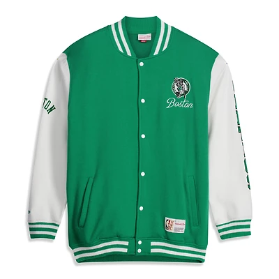 Men's Mitchell & Ness Kelly Green Boston Celtics Big Tall Hardwood Classics Full-Snap Varsity Jacket