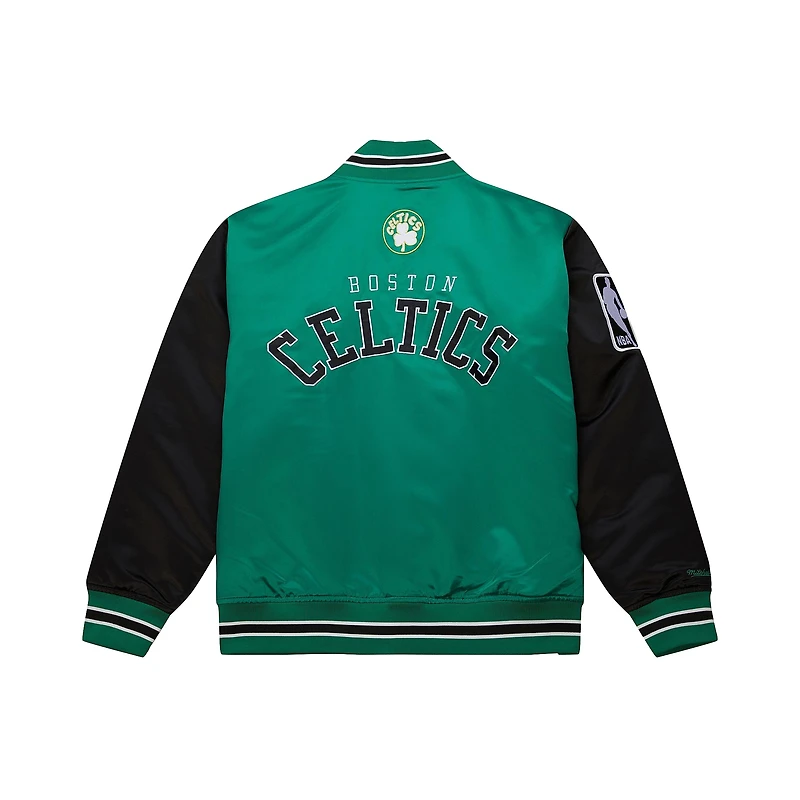 Men's Mitchell & Ness Kelly Green Boston Celtics Hardwood Classic Primetime Full-Snap Satin Jacket