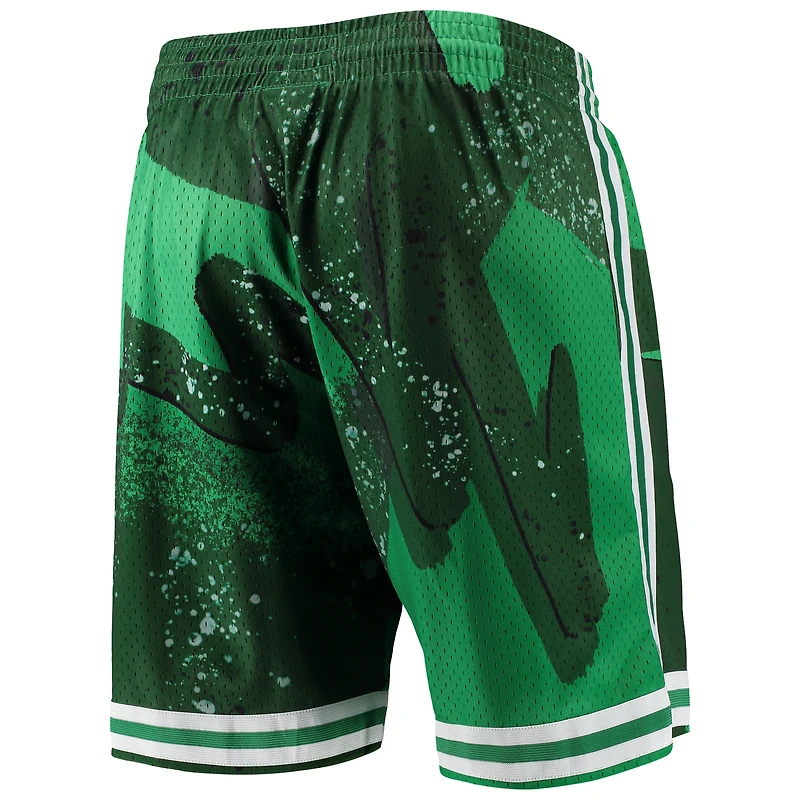 Short Swingman Mitchell & Ness Kelly Green Boston Celtics Hardwood Classics 1985 Hyper Hoops pour hommes