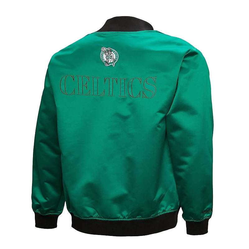 Men's Mitchell & Ness Kelly Green Boston Celtics Hardwood Classics Team OG 3.0 Lightweight Satin Full-Snap Jacket