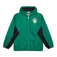 Men's Mitchell & Ness Kelly Green Boston Celtics Playmaker Full-Zip Hooded Windbreaker Jacket