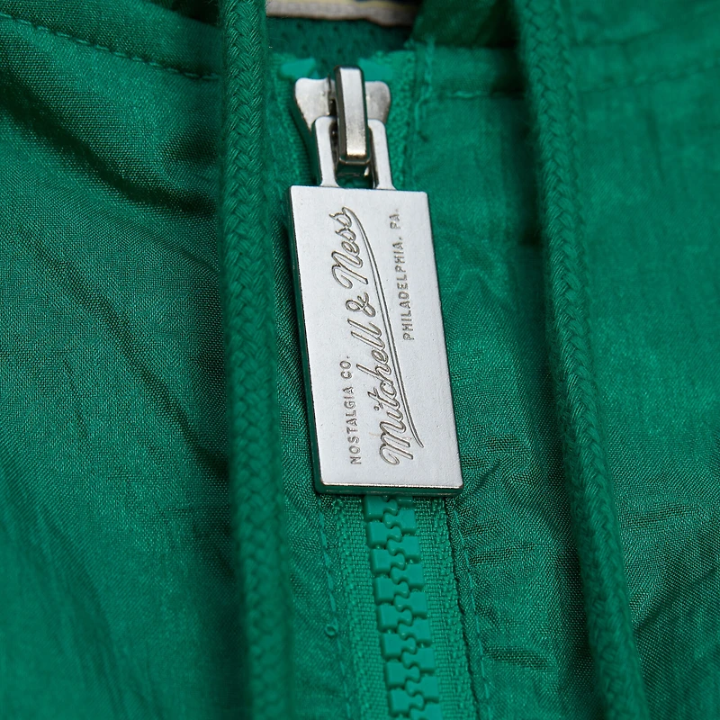 Men's Mitchell & Ness Kelly Green Boston Celtics Playmaker Full-Zip Hooded Windbreaker Jacket