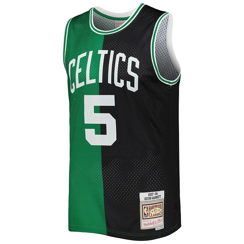 Maillot Swingman divisé Mitchell & Ness Kevin Garnett pour hommes, noir/vert Kelly, Boston Celtics Hardwood Classics 2007/08