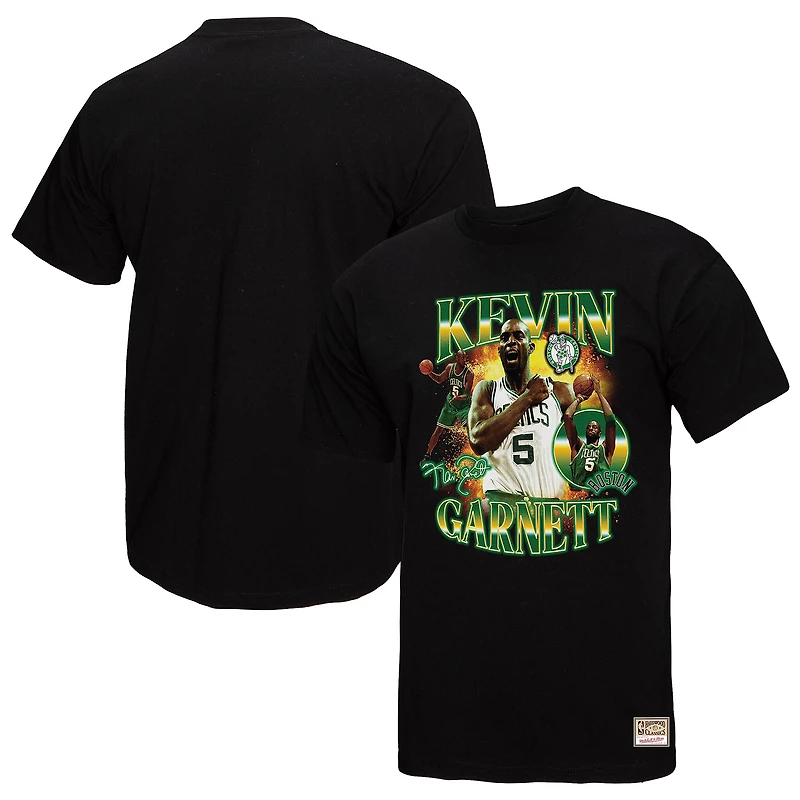 T-shirt noir Boston Celtics Collage Mitchell & Ness Kevin Garnett pour hommes