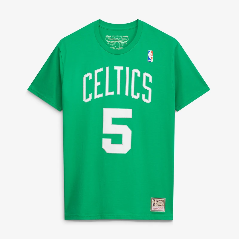 T-shirt Mitchell & Ness Kevin Garnett vert Kelly Boston Celtics Hardwood Classics pour homme, avec nom et numéro brodés
