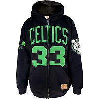 Men's Mitchell & Ness Larry Bird Black Boston Celtics Big Tall Full-Zip Hoodie