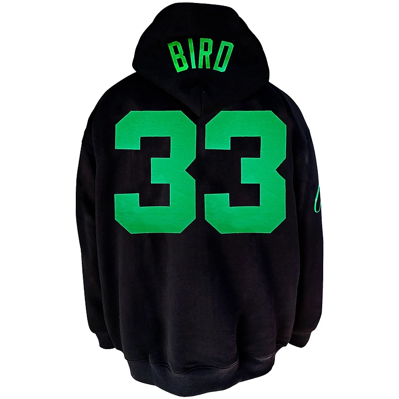 Men's Mitchell & Ness Larry Bird Black Boston Celtics Big Tall Full-Zip Hoodie