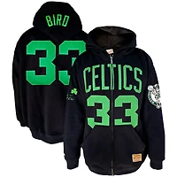 Men's Mitchell & Ness Larry Bird Black Boston Celtics Big Tall Full-Zip Hoodie