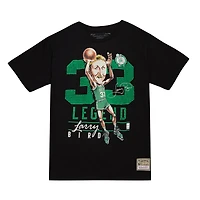 T-shirt pour homme Mitchell & Ness Larry Bird noir Boston Celtics Hardwood Classics Caricature