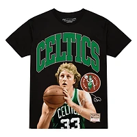 Men's Mitchell & Ness Larry Bird Black Boston Celtics Hardwood Classics Player Arch T-Shirt