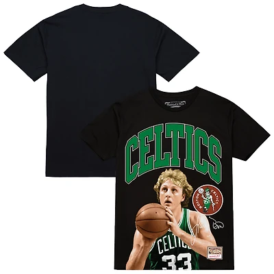 T-shirt noir Mitchell & Ness Larry Bird pour homme, motif arches de joueur des Boston Celtics Hardwood Classics