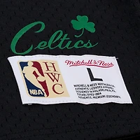Men's Mitchell & Ness Larry Bird Black Boston Celtics Mesh Name Number Short Sleeve Hoodie