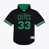 Men's Mitchell & Ness Larry Bird Black Boston Celtics Mesh Name Number Short Sleeve Hoodie
