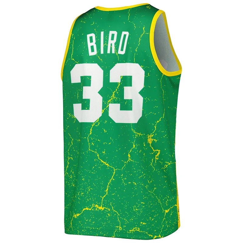 Men's Mitchell & Ness Larry Bird Kelly Green Boston Celtics 1985-86 Hardwood Classics Player Burst Tank Top