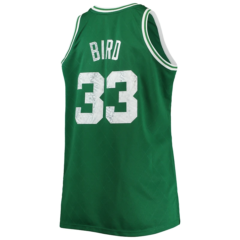 Maillot Swingman Diamond pour hommes Mitchell & Ness Larry Bird Kelly vert Boston Celtics Big Tall 1985/86 NBA 75th Anniversary