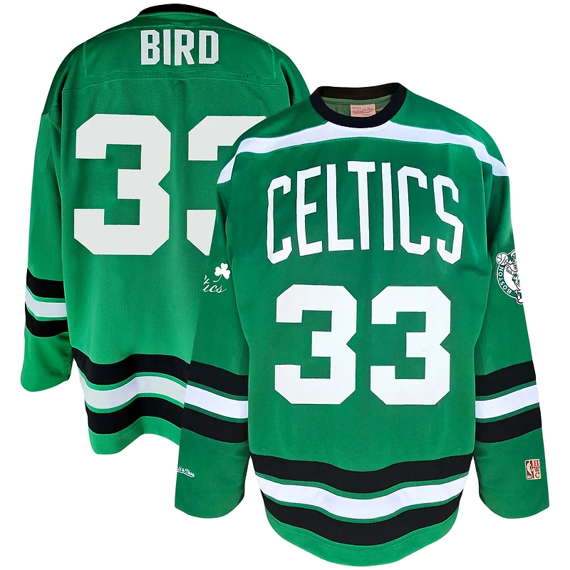 Men's Mitchell & Ness Larry Bird Kelly Green Boston Celtics Big Tall NBA Hockey Jersey