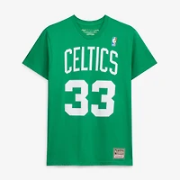 T-shirt Mitchell & Ness Larry Bird vert Kelly Boston Celtics Hardwood Classics pour homme, avec nom et numéro brodés