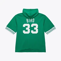 Men's Mitchell & Ness Larry Bird Kelly Green Boston Celtics Mesh Name Number Short Sleeve Hoodie