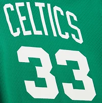 Men's Mitchell & Ness Larry Bird Kelly Green Boston Celtics Mesh Name Number Short Sleeve Hoodie