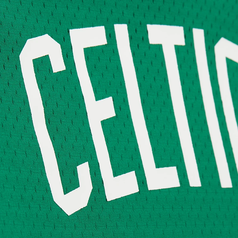 Men's Mitchell & Ness Larry Bird Kelly Green Boston Celtics Mesh Name Number Short Sleeve Hoodie