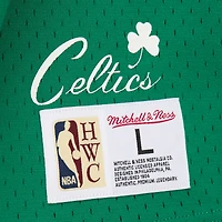 Men's Mitchell & Ness Larry Bird Kelly Green Boston Celtics Mesh Name Number Short Sleeve Hoodie