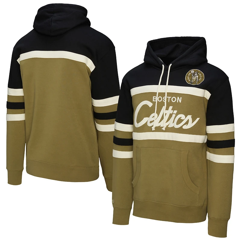 Men's Mitchell & Ness Olive Boston Celtics Double Clutch Head Coach Hoodie
