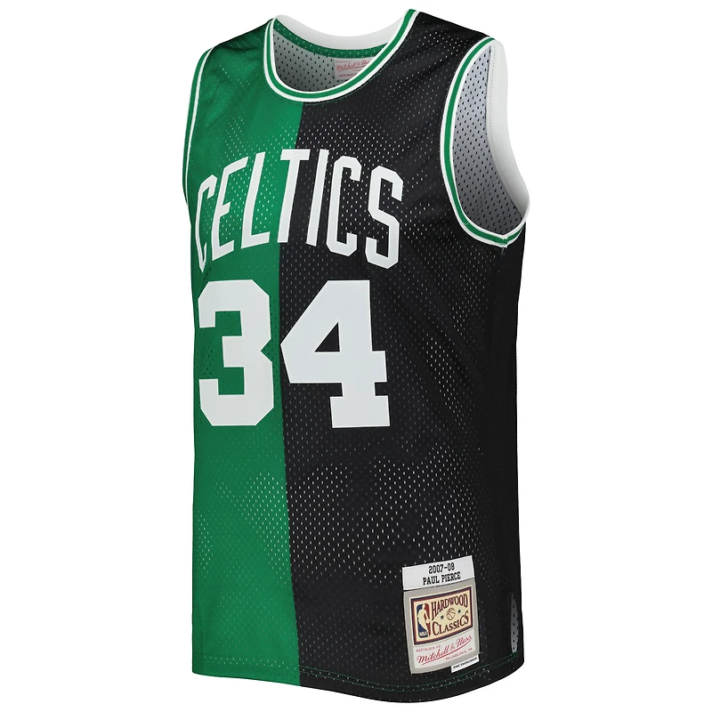Maillot Swingman divisé Mitchell & Ness Paul Pierce pour hommes, noir/vert Kelly, Boston Celtics Hardwood Classics 2007/08