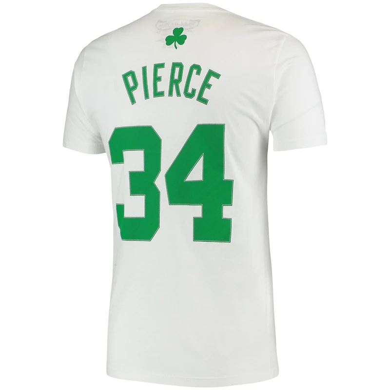 T-shirt avec nom et numéro Mitchell & Ness Paul Pierce Boston Celtics Hardwood Classics pour homme, blanc