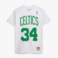 Men's Mitchell & Ness Paul Pierce White Boston Celtics Hardwood Classics Stitch Name Number T-Shirt