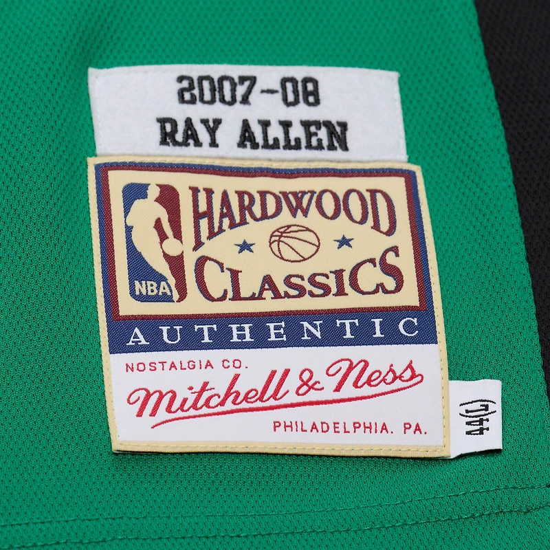 Maillot authentique Mitchell & Ness Ray Allen Kelly Green Boston Celtics 2007-08 Hardwood Classics pour homme