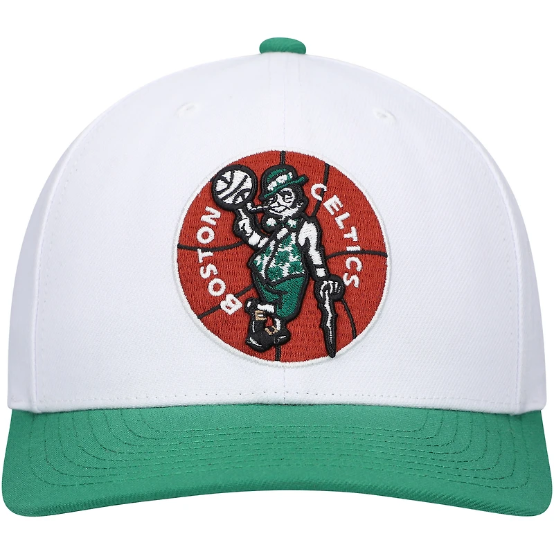 Casquette pour homme Mitchell & Ness blanche/verte Boston Celtics Hardwood Classics Core 2-Tone 2.0 Pro Snapback