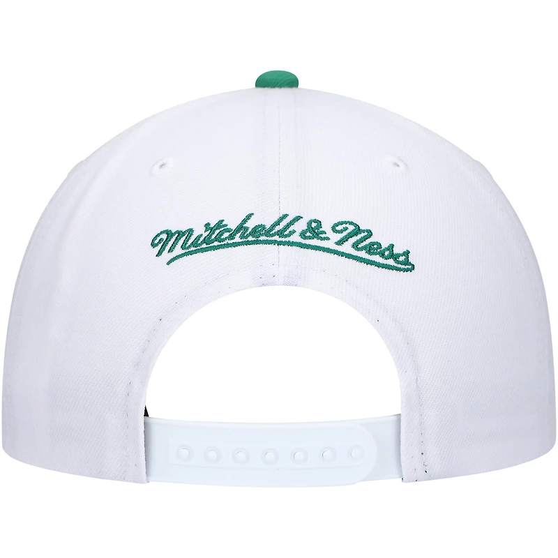 Men's Mitchell & Ness White/Green Boston Celtics Hardwood Classics Core 2-Tone 2.0 Pro Snapback Hat