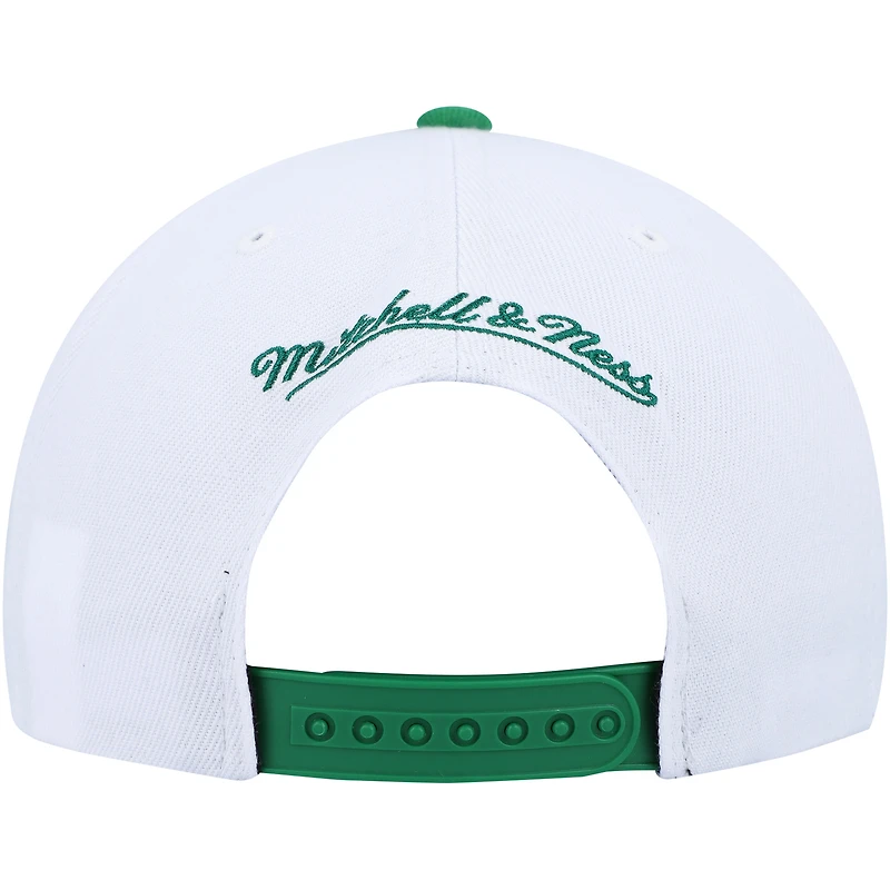 Men's Mitchell & Ness White/Green Boston Celtics Side Core 2.0 Snapback Hat