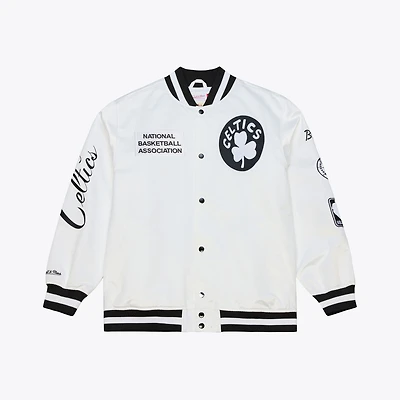 Men's Mitchell & Ness  White Boston Celtics Arctic Lightweight Full-Snap Satin Jacket