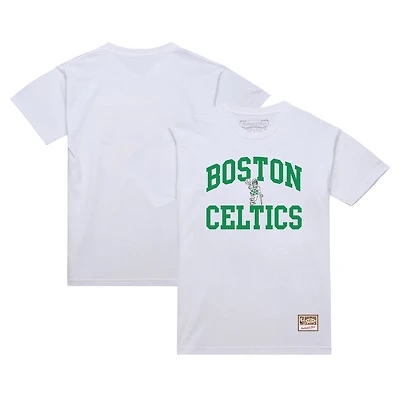 T-shirt d'échauffement vintage Mitchell & Ness blanc Boston Celtics Hardwood Classics pour hommes