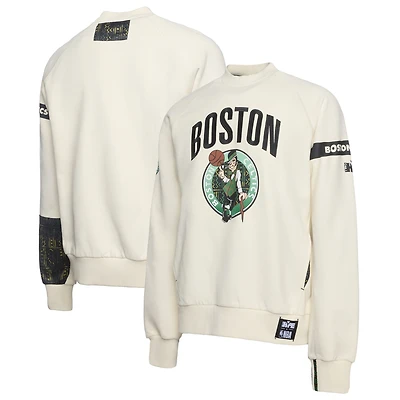Men's NBA x Two Hype  Cream Boston Celtics Culture & Hoops Collection Premium Pullover Sweatshirt