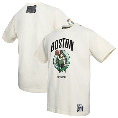 T-shirt premium NBA x Two Hype pour homme de la collection Culture & Hoops des Boston Celtics, crème
