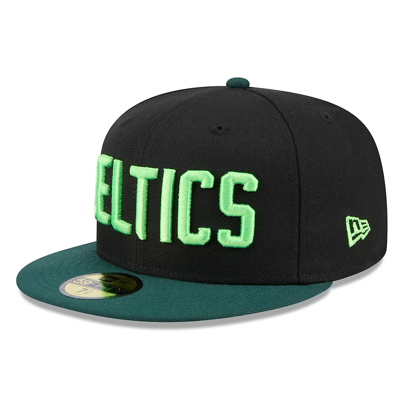 Casquette ajustée Boston Celtics City Edition 2024/25 59FIFTY New Era noire/verte Kelly pour homme