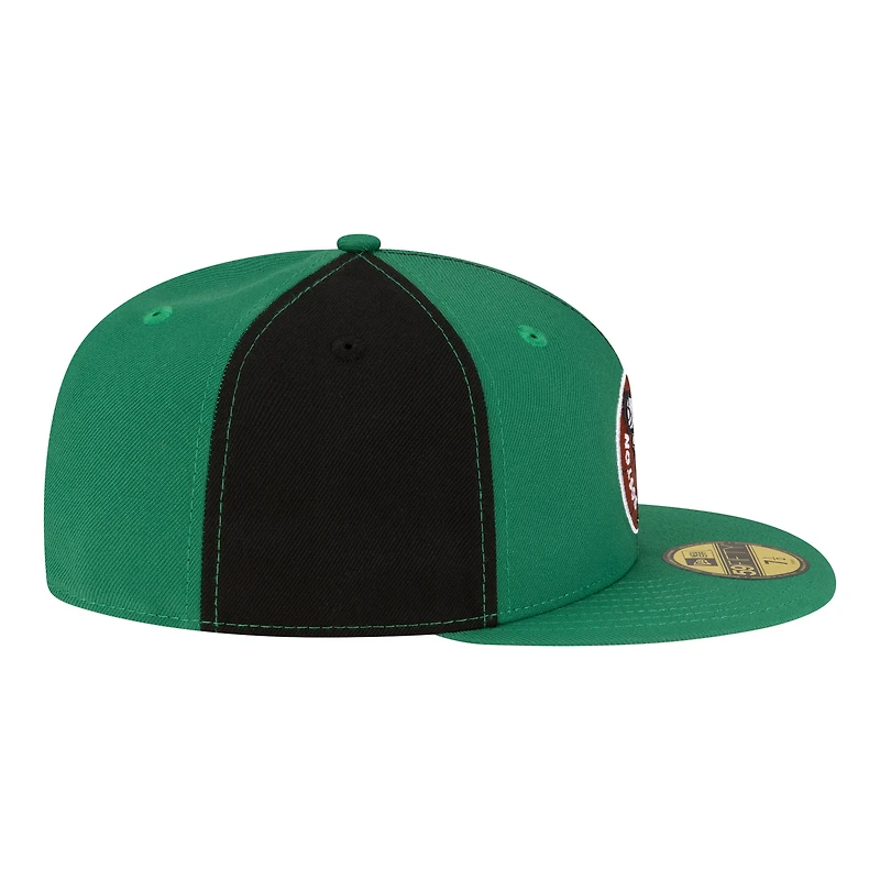 Casquette ajustée New Era 59FIFTY pour homme, noire et vert Kelly, Boston Celtics, style années 80, motif girouette.