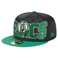 Men's New Era Black/Kelly Green Boston Celtics Satin Two-Tone 59FIFTY Fitted Hat