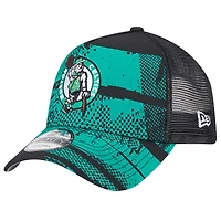 Casquette ajustable Boston Celtics Tip Off A-Frame Trucker 9FORTY noire/verte Kelly de New Era pour homme