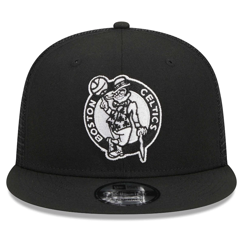 Men's New Era Black Boston Celtics 9FIFTY Snapback Trucker Hat