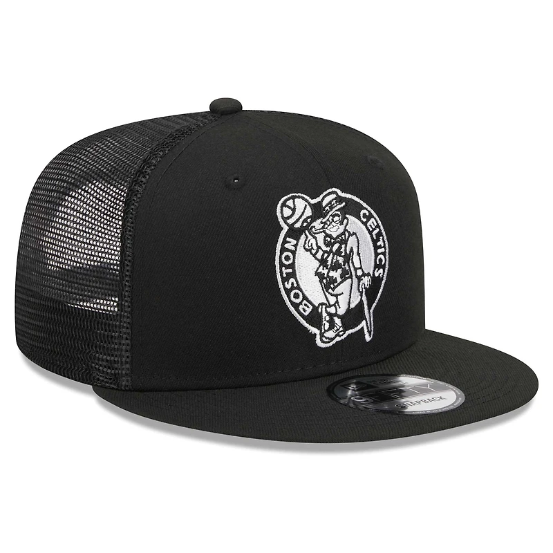 Men's New Era Black Boston Celtics 9FIFTY Snapback Trucker Hat