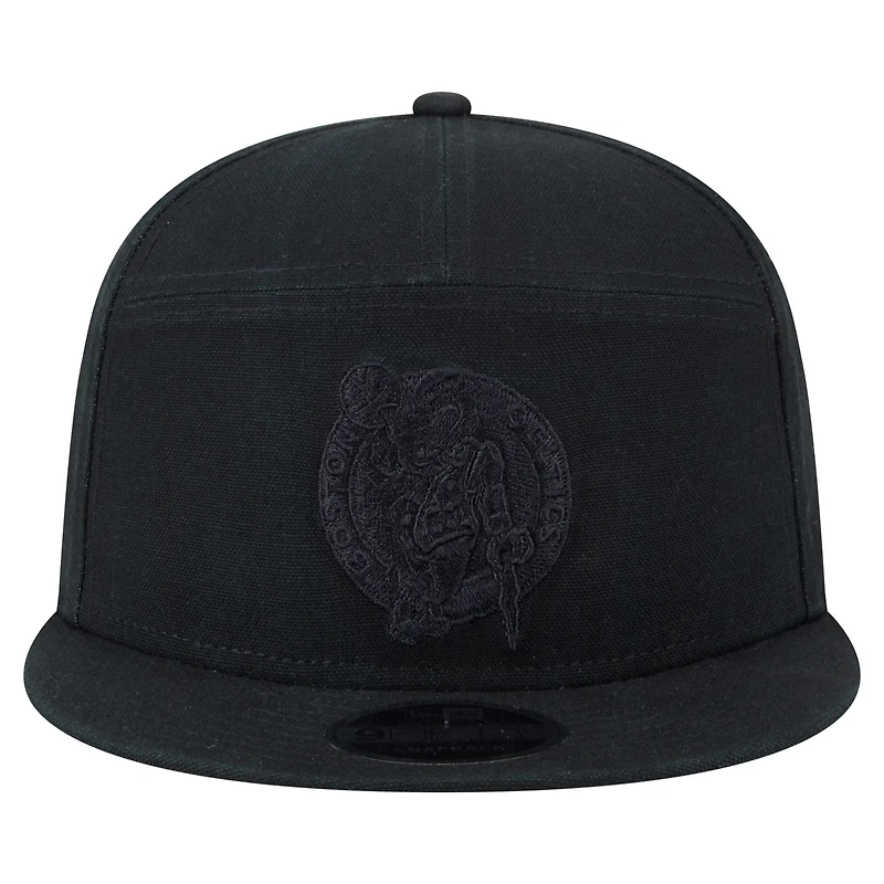 Casquette New Era noire Boston Celtics Adventure Canvas Split Panel 9FIFTY Snapback pour homme